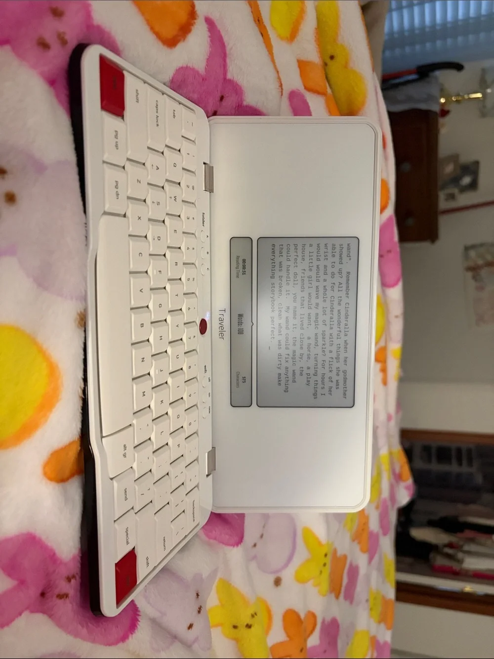 Travelon White Bluetooth Tablet Keyboard Case with Red Accent Keys and LED